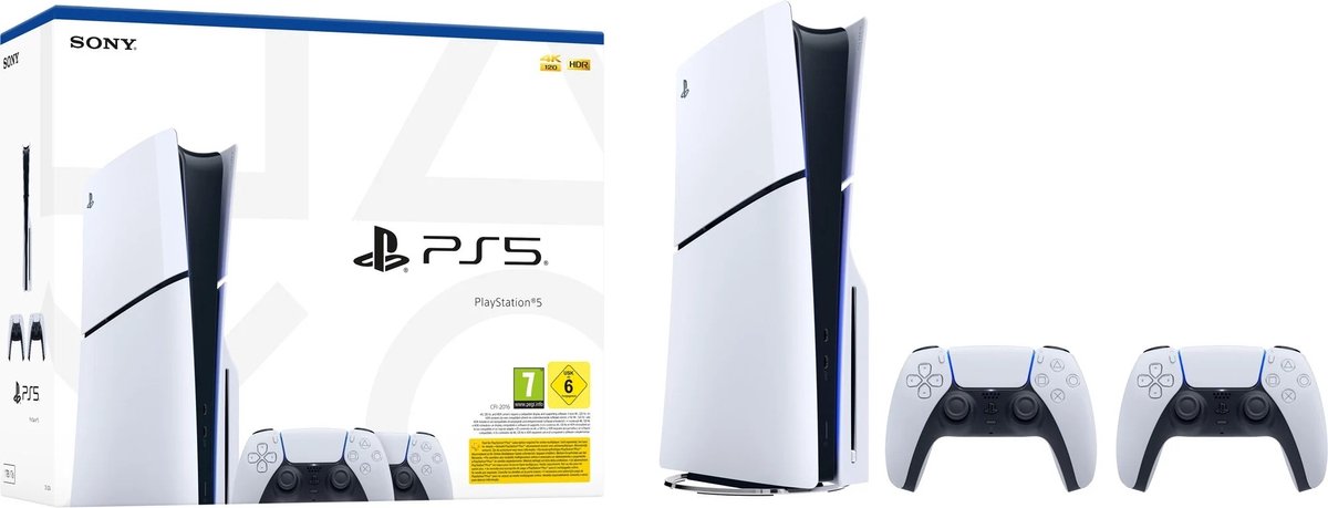 PlayStation 5 Disc Edition 825GB White/Black - 2 Controller Bundle